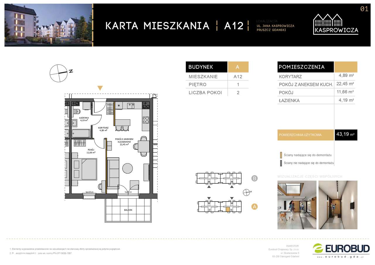 Osiedle Kasprowicza Pruszcz Gdański - 2 pokoje