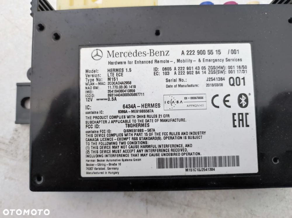 MODUŁ STEROWNIK BLUETOOTH MERCEDES E KLASA W213 213 - 4