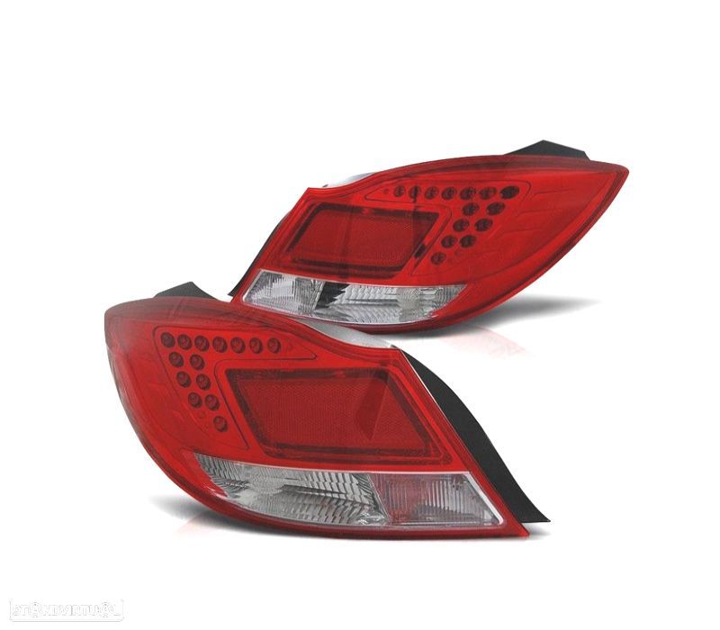 FAROLINS TRASEIROS PARA OPEL INSIGNIA 08-13 LED VERMELHO CROMADO - 1