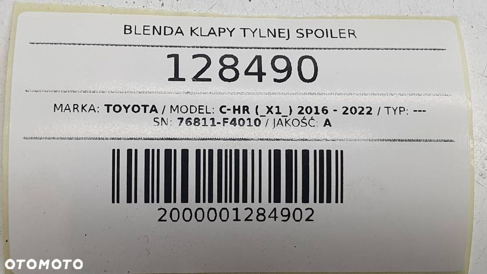 BLENDA KLAPY TYLNEJ SPOILER TOYOTA C-HR X1 2016-2022 76811-F4010 - 11