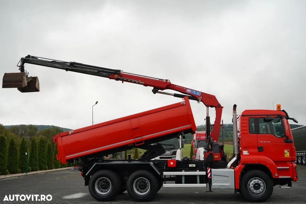 MAN TGS 26.400 / 6x4 / BASCULĂ DUBLĂ + HDS HMF 1530 K2 / HIDRODOXIE LATERALĂ / GRAPPER / TELECOMANDĂ / NAVIGAȚIE / - 4