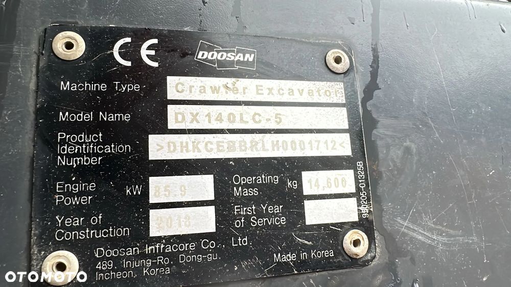 Doosan DX 140  LC - 5  KOPARKA GĄSIENICOWA - 8