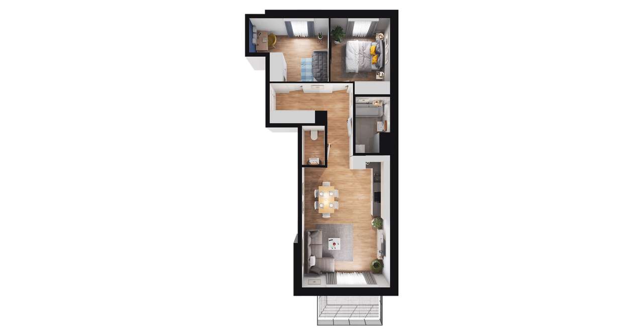 3-pokojowe mieszkanie 57m2 + balkon - Pełny obrazek: 3/6