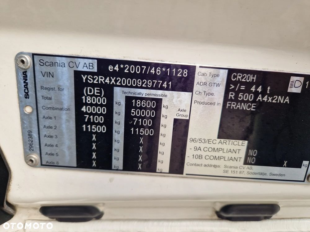 Scania R500 /Stary typ silnika/ADR FL Alu Felgi Automat Retarder Zabudowy Międzyosiowe/JVG Gliwice - 13
