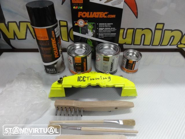 Tinta alta temperatura Foliatec de cor Amarelo Neon Brilhante para bombas / pinças travão, kit 3 c - 1