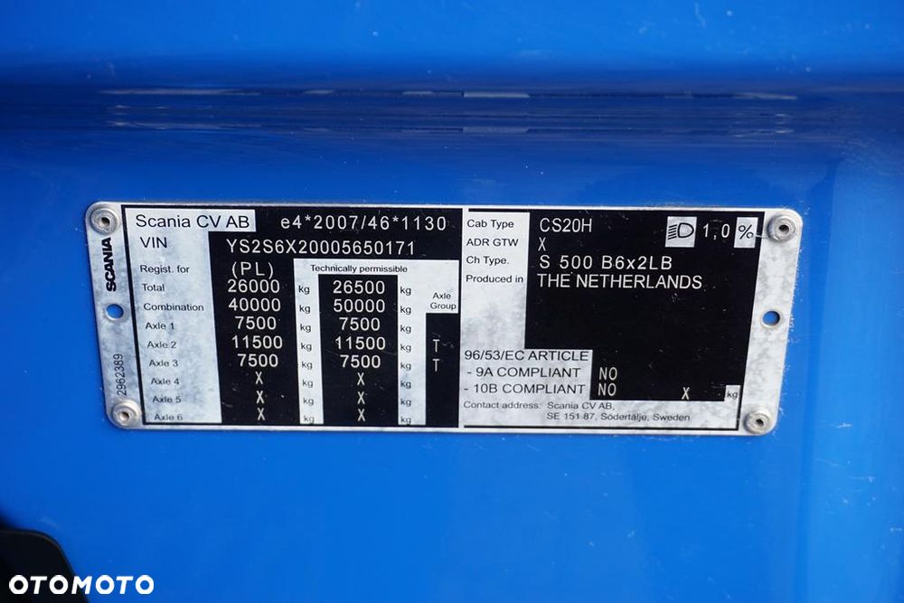 Scania / S 500 / ACC / E 6 / FIRANKA / 20 PALET / DŁ. 8,1 M /  RETARDER - 11