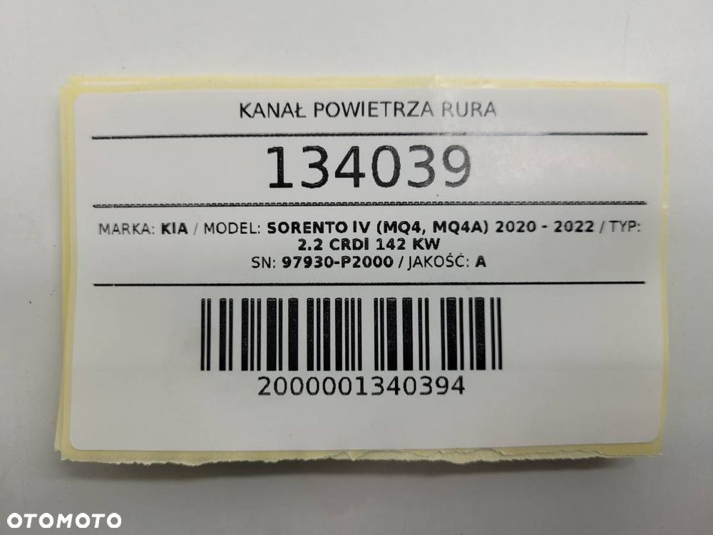 KANAŁ PRZEWÓD KIEROWNICA POWIETRZA KIA SORENTO IV 97930-P2000 - 7