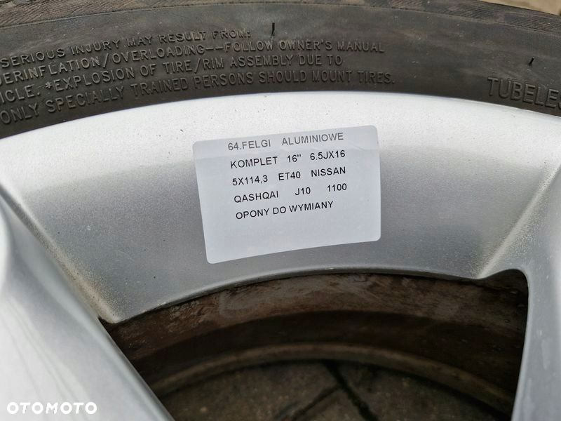 NISSAN QASHQAI 1 I J10 FELGI ALUMINIOWE ALUFELGI 6.5JX16 5x114.3 ET40 - 4
