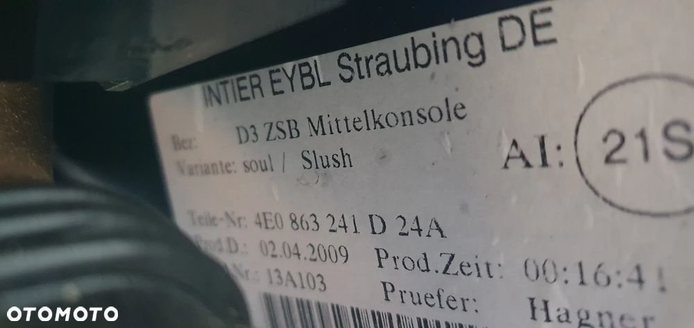 Tunel środkowy osłona tunelu Audi A8 D3 4E0863241D - 7