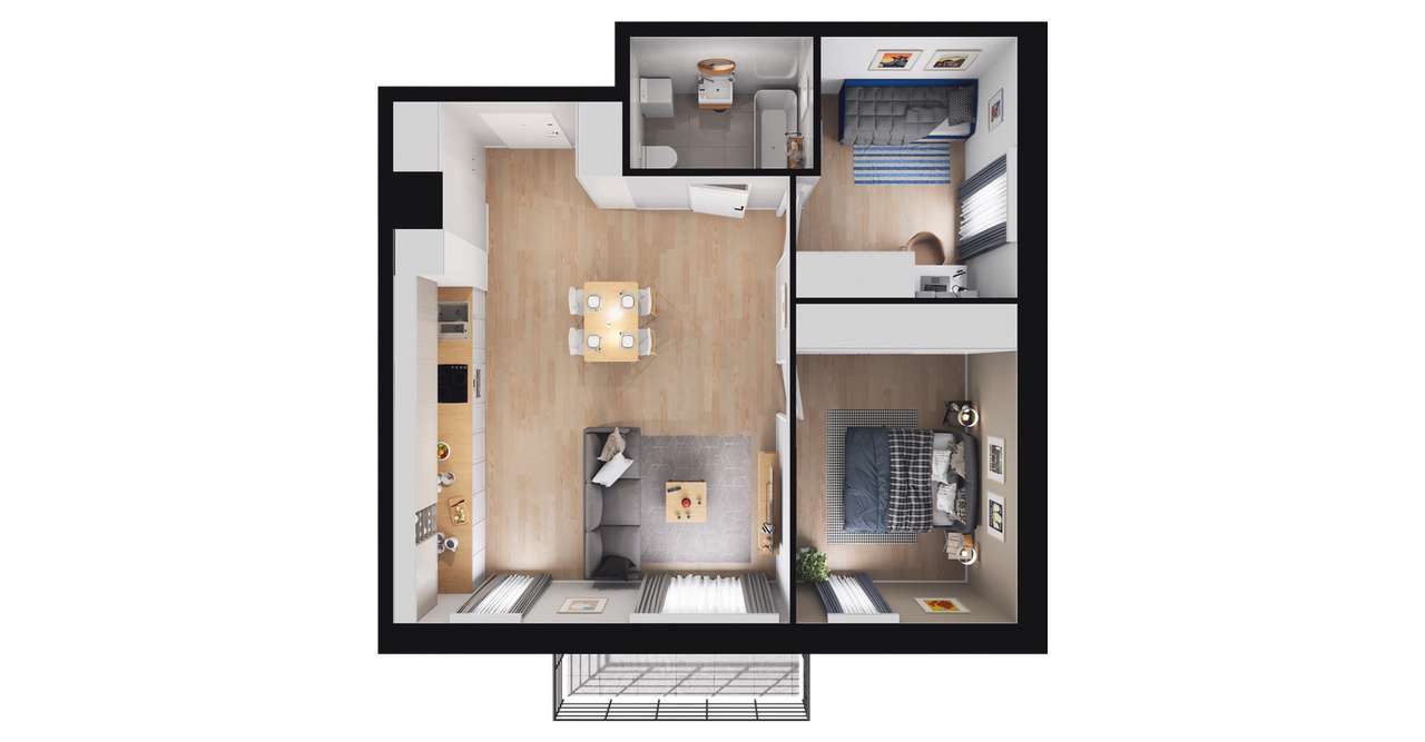 3-pokojowe mieszkanie 57m2 + balkon Bezpośrednio - Pełny obrazek: 2/15