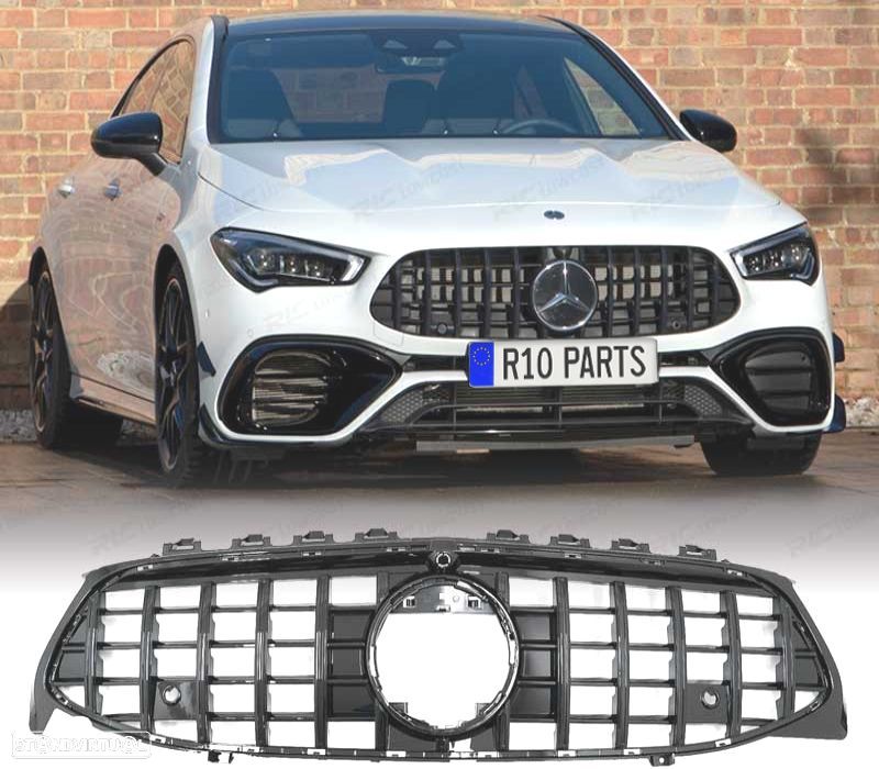 GRELHA FRONTAL MERCEDES CLA W118 19- LOOK GTR PRETO BRILHANTE - 1