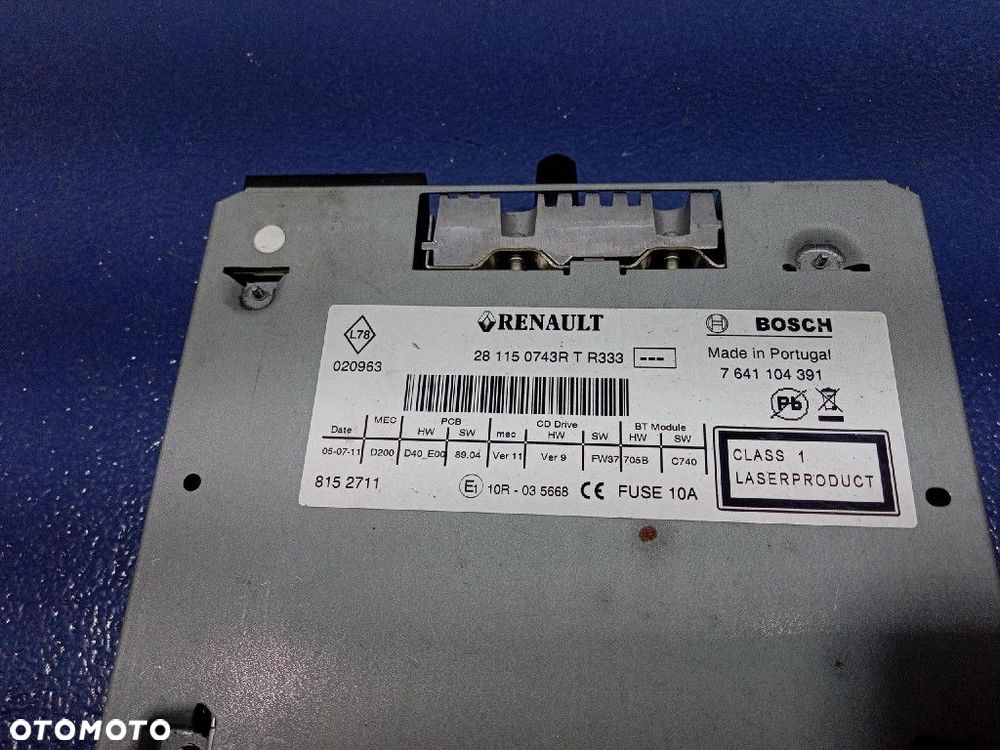 RENAULT MEGANE III 08- RADIO CD FABRYCZNE OEM 281150743R - 7