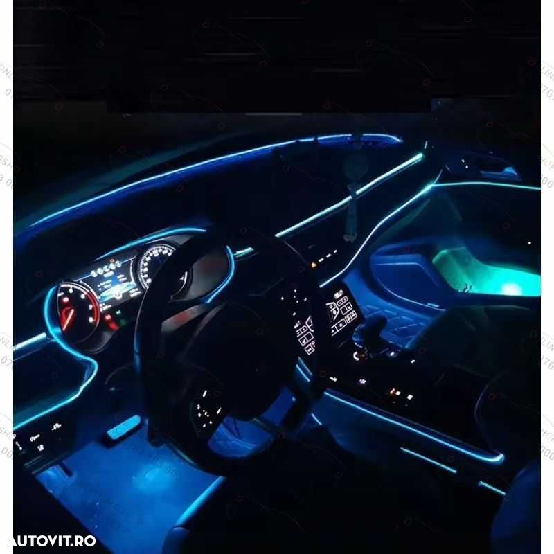 Lumina ambientala auto fir neon Led RGB  cu 5 capete Aplicatie telefon - 2