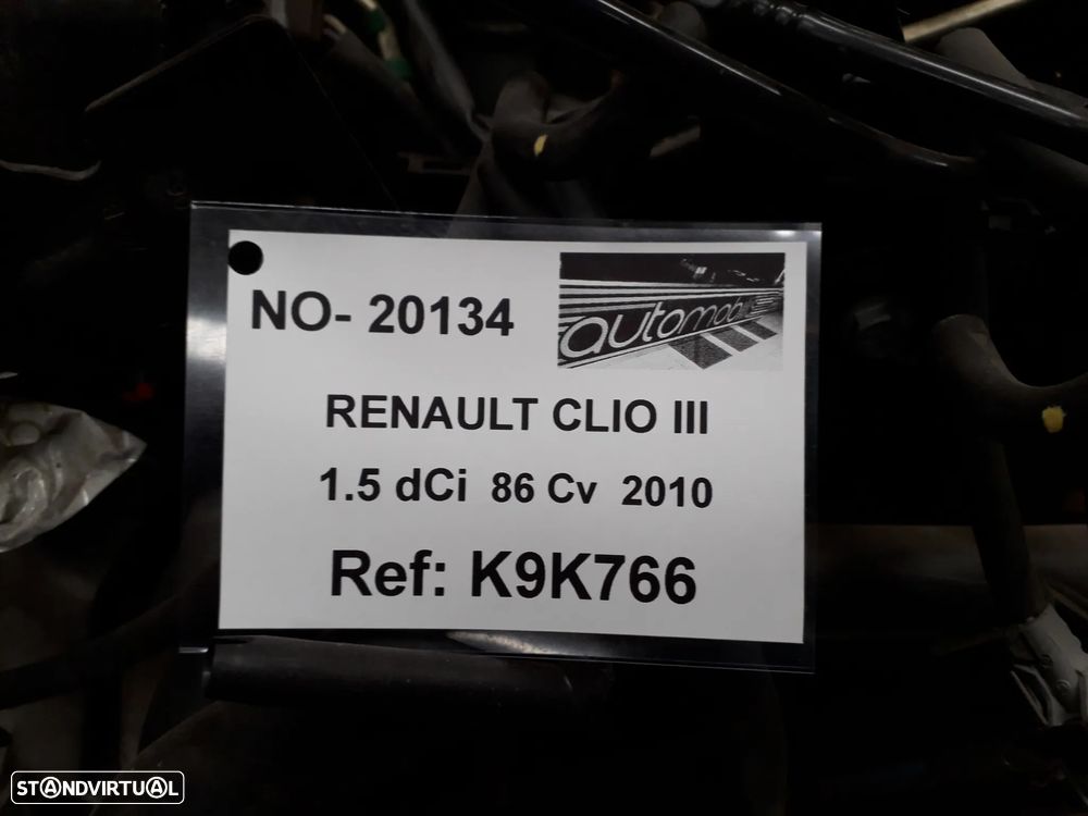 Motor Renault Clio III 1.5 85Cv de 2010 - Ref. K9K766 - NO. 20134 - 5