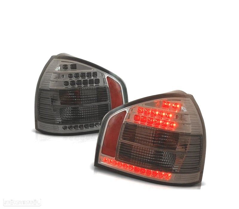 FAROLINS TRASEIROS LED AUDI A3 8L 96-03 FUMADO FUNDO CROMADO - 1