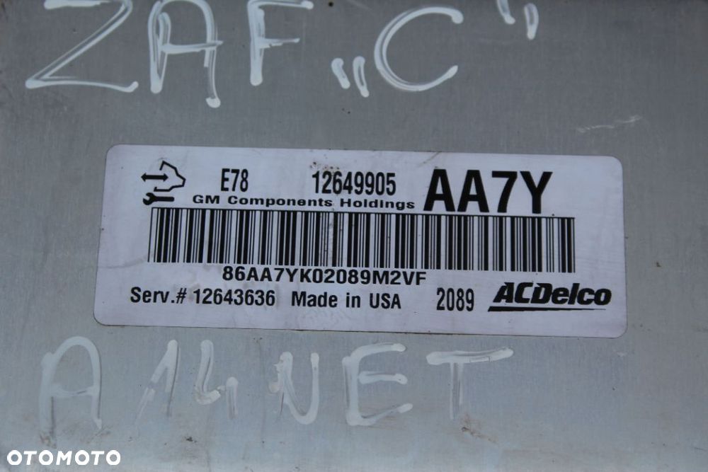 KOMPUTER STEROWNIK SILNIKA OPEL ZAFIRA C A14NET 13649905 - 2