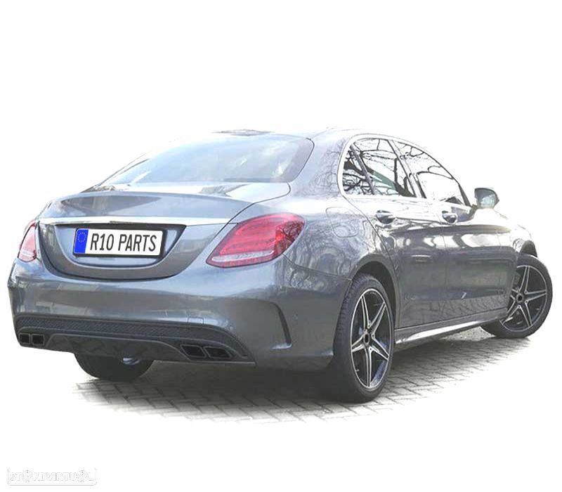 DIFUSOR MERCEDES CLASSE C W205 SEDAN 13-18 LOOK AMG + PONTEIRAS DE ESCAPE PRETAS - 2