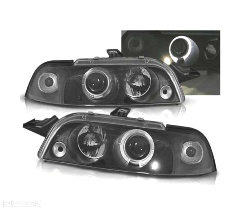 FARÓIS ANGEL EYES FIAT PUNTO 93-99 FUNDO PRETO CCFL - 1