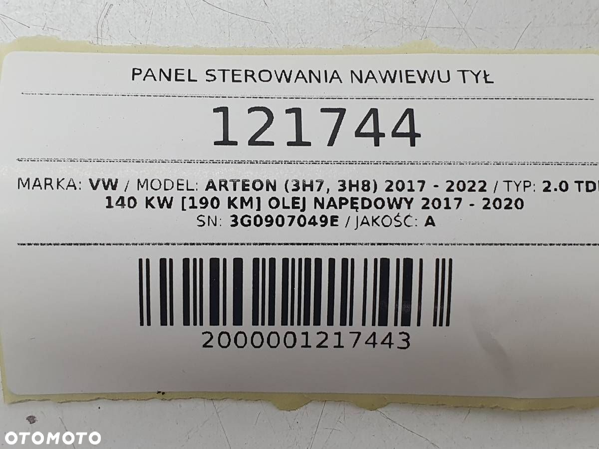 PANEL STEROWANIA NAWIEWU KLIMATYZACJI TYŁ TYLNY VW ARTEON 3G0907049E - 7