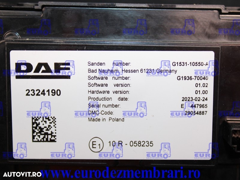 ELEMENT BORD COMANDA CLIMA DAF XF XG 2324190, 2295570 - 4