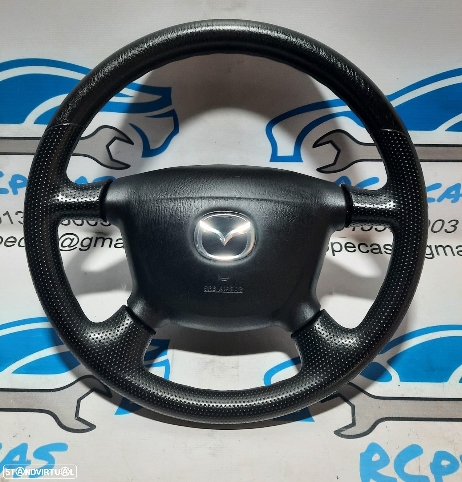 VOLANTE GUIADOR COMPLETO MAZDA PELE PERFURADA AIRBAG T93141A LC6357K0063 TA760 03020607 MAZDA MX5 MX 5 MX-5 II 2 MK2 NB MIATA PREMACY CP MAZDA 323 F VI 6 MK6 BJ - 1
