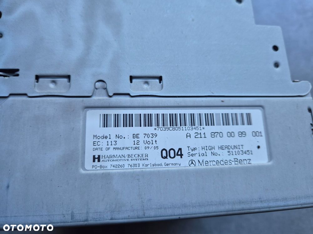 nawigacja radio cd mercedes cls w219 2118700089 - 2