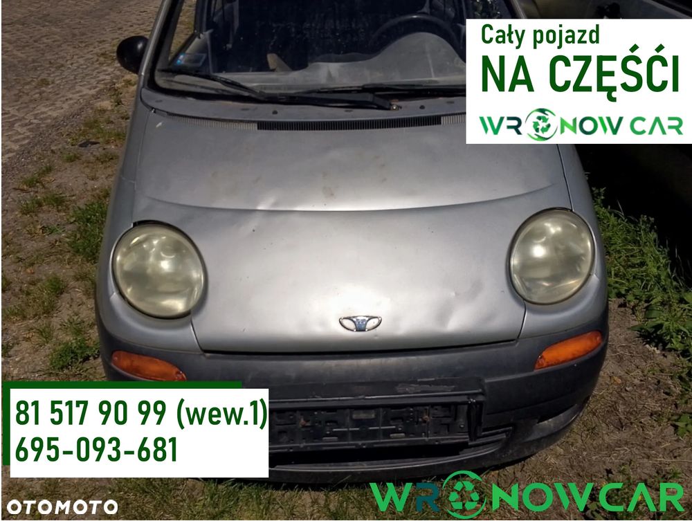 Daewoo Matiz M100 (98-07r.) 0.8 B 51KM. Silnik F8CV Skrzynia.Cały na części. GWARANCJA !!!  Przód Tył Zestaw Komplet Drzwi Klapa Zderzak Błotnik Maska Grill Atrapa Szyba Pas Lampa Lusterko Boczki Fotel Kanapa Kokpit Deska Rozdzielcza Przełącznik Włącznik Sterownik Przewody Wiązka Instalacja Moduł Komputer Czujnik Listwa Pompa Alternator Wtryski Głowica Rozrusznik Kompresor Sprzęgło Dwumas Silnik Skrzynia ABS Klimatyzacji Paliwa Wspomagania Kolektor Turbina Przepustnica Zawór Chłodnica Koło Hak Belka Sanki Zawieszenie Mcpherson Półoś Amortyzator Wydech Tłumik Zacisk Most - 1