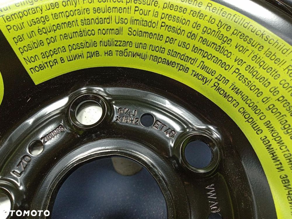 SKODA OCTAVIA IV KOŁO DOJAZDOWE ZAPASOWE 6,5JX16 ET46 5X112 5Q0601027BR - 2