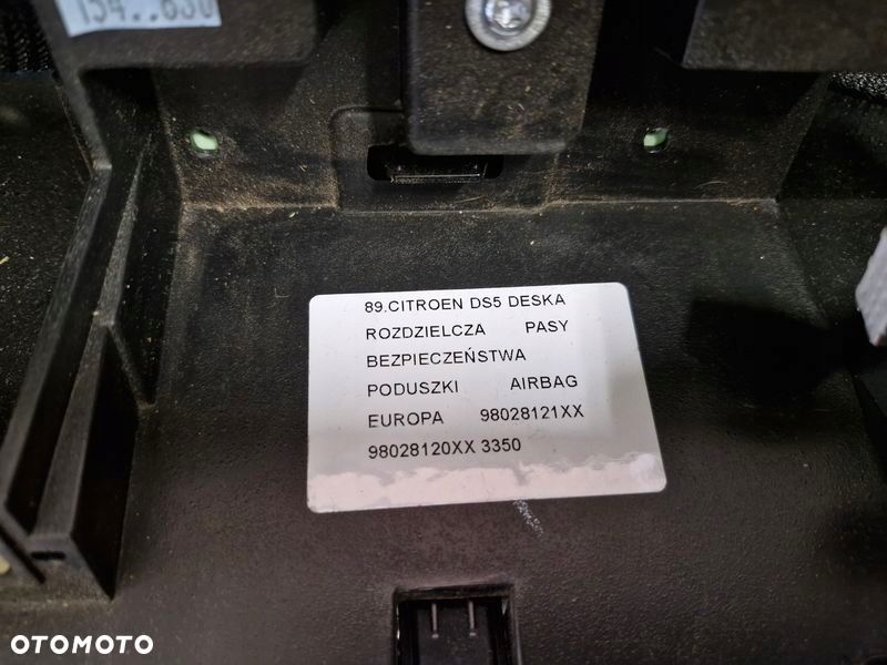 CITROEN DS5 DESKA ROZDZIELCZA KOKPIT KONSOLA PASY PODUSZKI AIRBAG EUROPA - 7