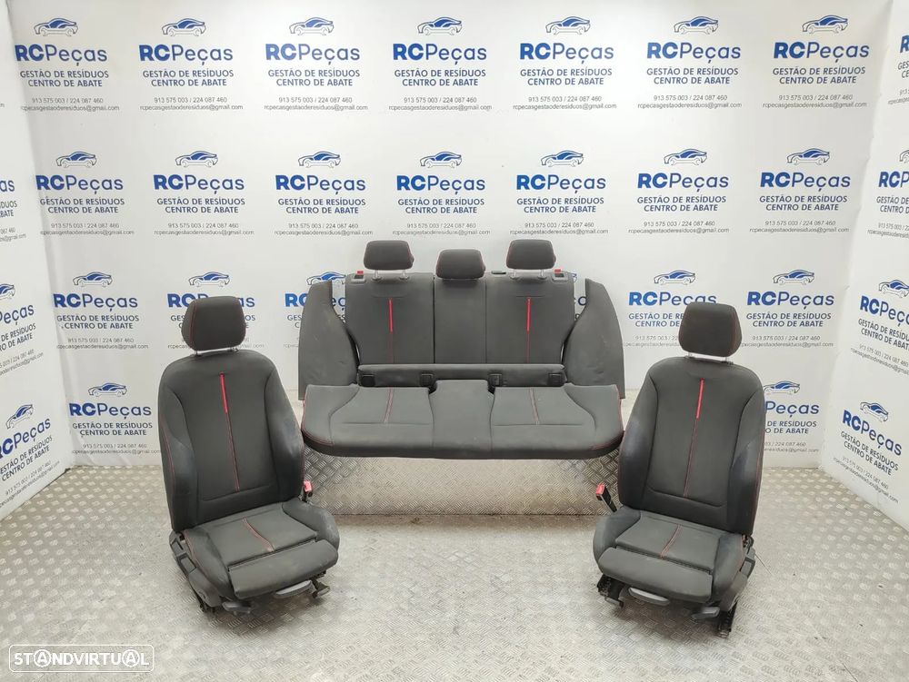 Conjunto Bancos em Tecido BMW Serie 1 F20 Pack M Eletricos Costura Vermelha 2012 a 2019 - 8