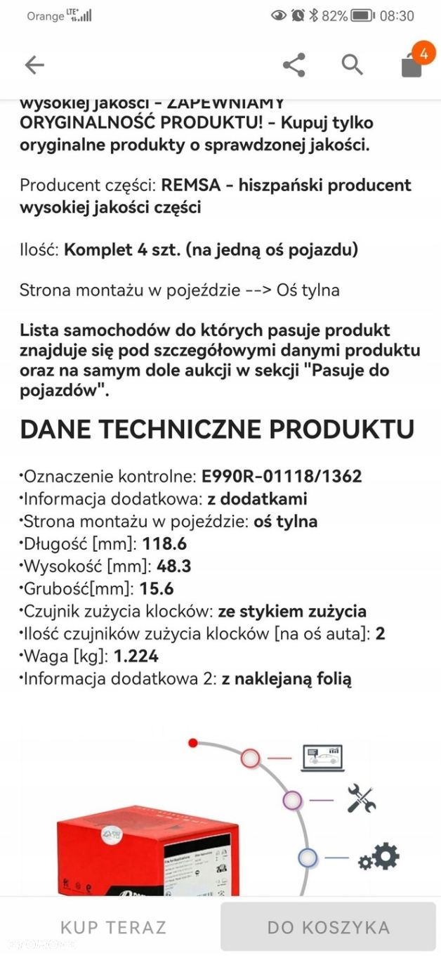 NOWE KLOCKI HAMULCOWE TYŁ SSANGYONG KIA OE - 4