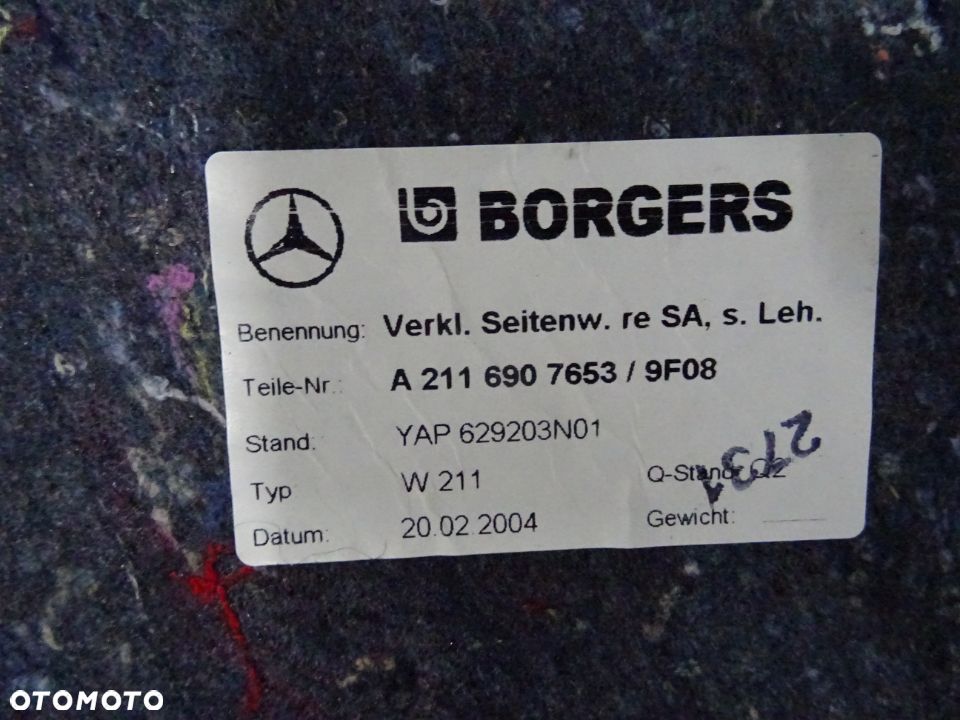 BOCZKI PODŁOGA BAGAŻNIKA MERCEDES W211 SEDAN 02-06 NR62 - 16