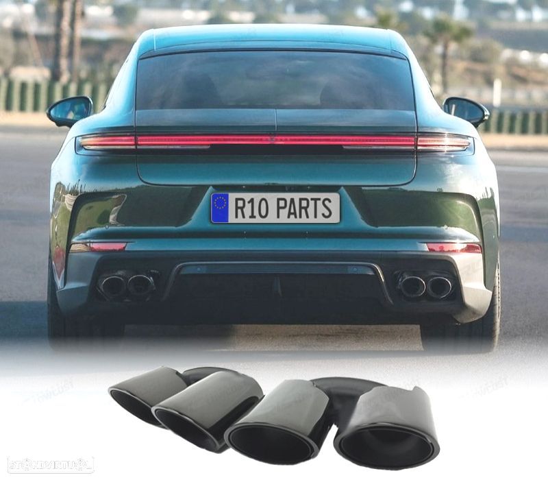 PONTEIRAS DE ESCAPE PORSCHE PANAMERA 24-25 PRETO BRILHANTE - 1