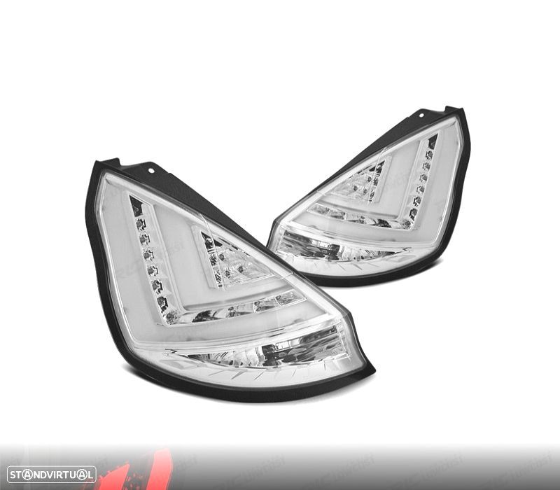 FAROLINS TRASEIROS PARA FORD FIESTA MK7 08-12 LIGHT BAR FUNDO CROMADO - 1