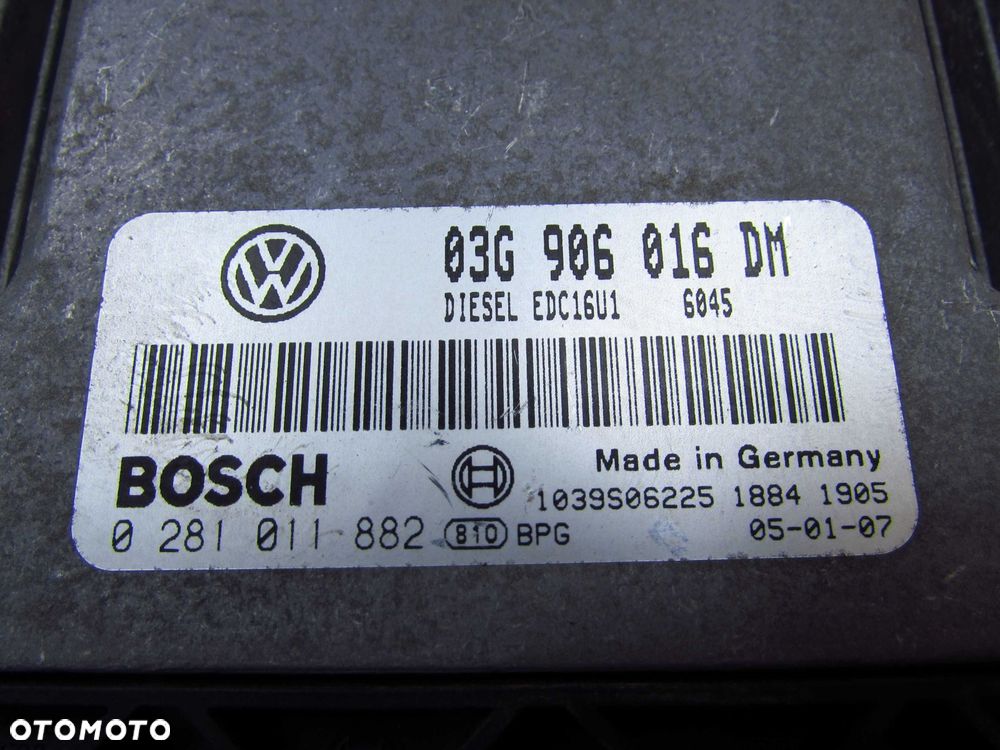 VW AUDI SEAT SKODA 1.9 TDI KOMPUTER STEROWNIK SILNIKA 03G906016DM 0281011882 - 5