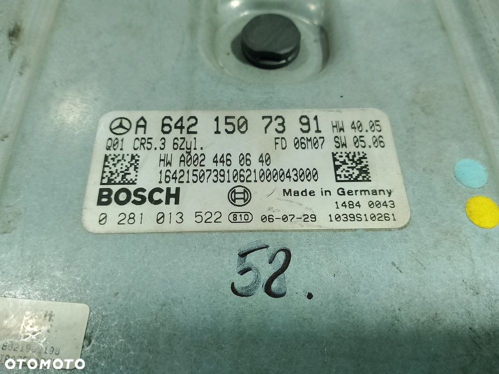 KOMPUTER, STEROWNIK MERCEDES KLASA S W221 A6421507391 0281013522 3.0 V6 - 4