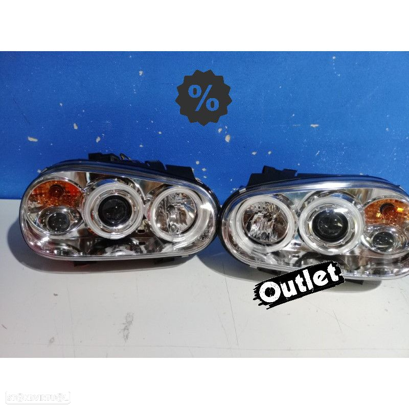 R010435C1 FARÓIS FRONTAIS VOLKSWAGEN VW GOLF IV 98-02 FUNDO CROMADO - 4