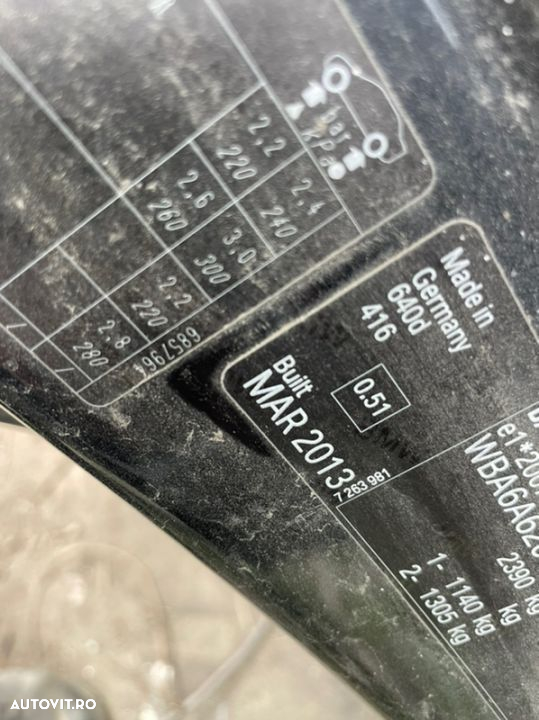 usa fata stânga  sau dreapta capota portbagaj aripa spate bmw seria 6 Gran coupe F06 trapa plafon cadru motor 640d 640xd vopsea carbon Schwartz metalic  cod 416 - 5