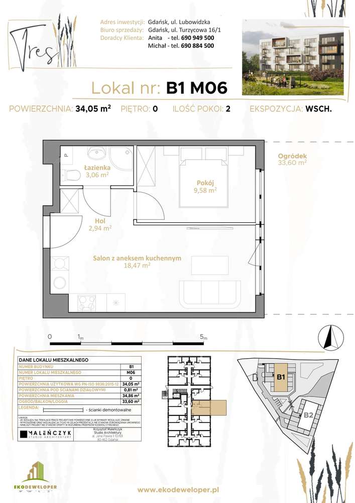2-pokojowe mieszkanie 34m2 + ogródek Bez Prowizji - Pełny obrazek: 2/9