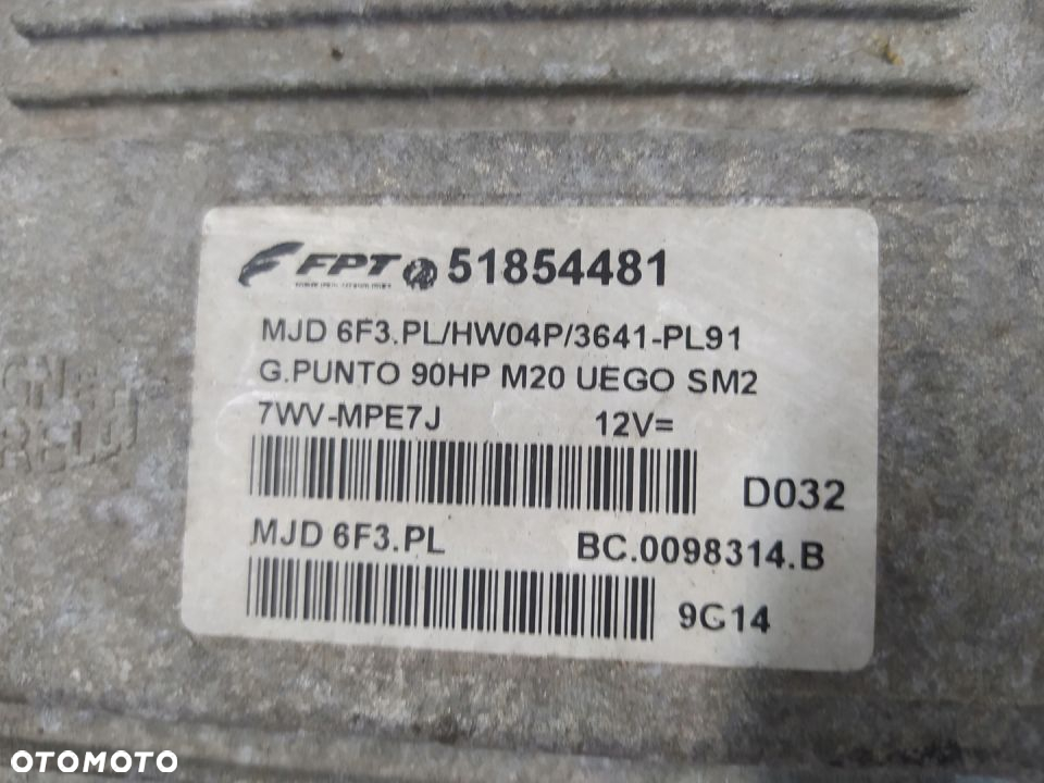 KOMPUTER GRANDE PUNTO MJD6F3.PL 51854481 CZYSTY - 2