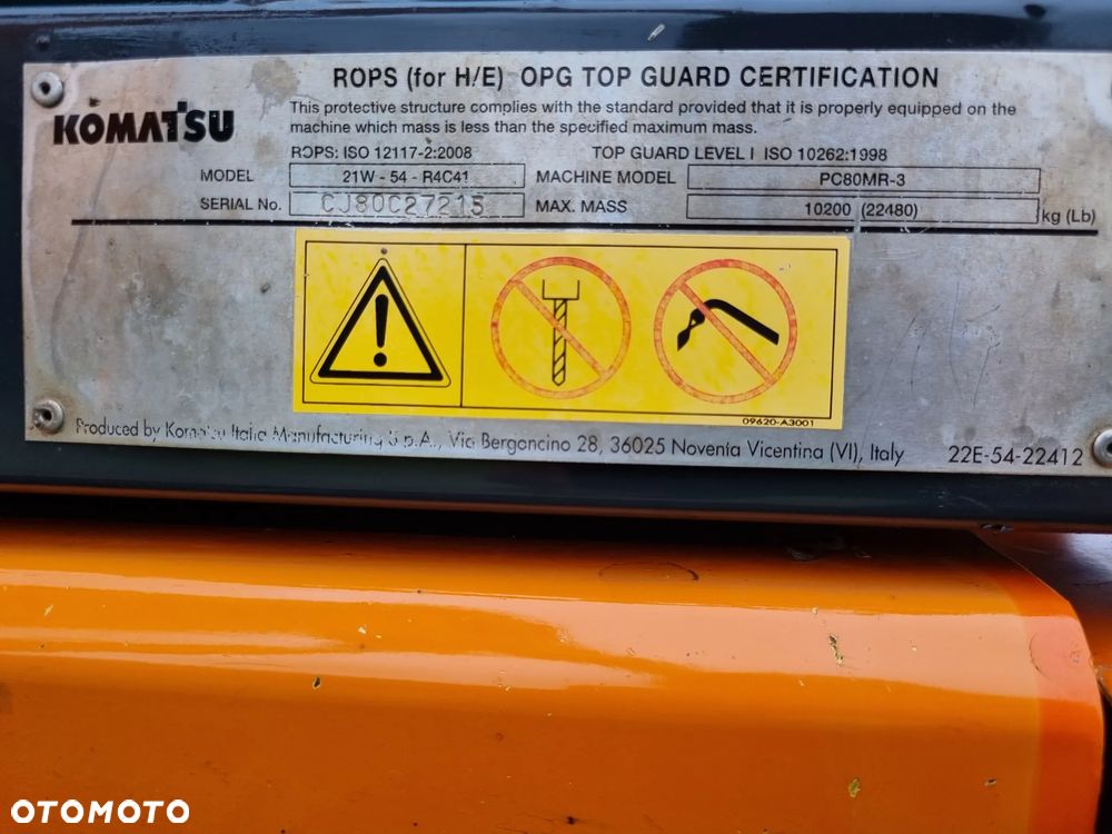 Komatsu Koparka Gąsienicowa 8 ton PC80MR-3 z Norwegii jak Nowa 2017rok 3100mtg 3x ramie łamane Klima ser.DEKRA pompa paliwa centr. smarowanie - 13