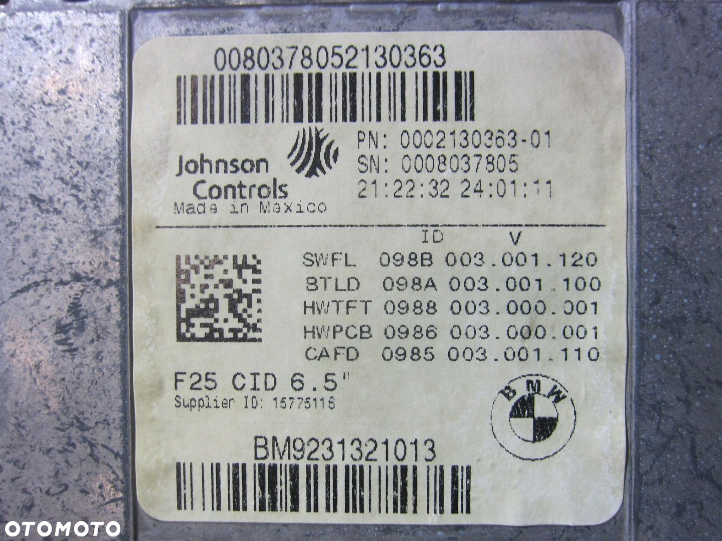 BMW X3 F25 EKRAN WYŚWIETLACZ NAWIGACJI 9231321 65509231321 MAŁY 6.5 CALA - 7