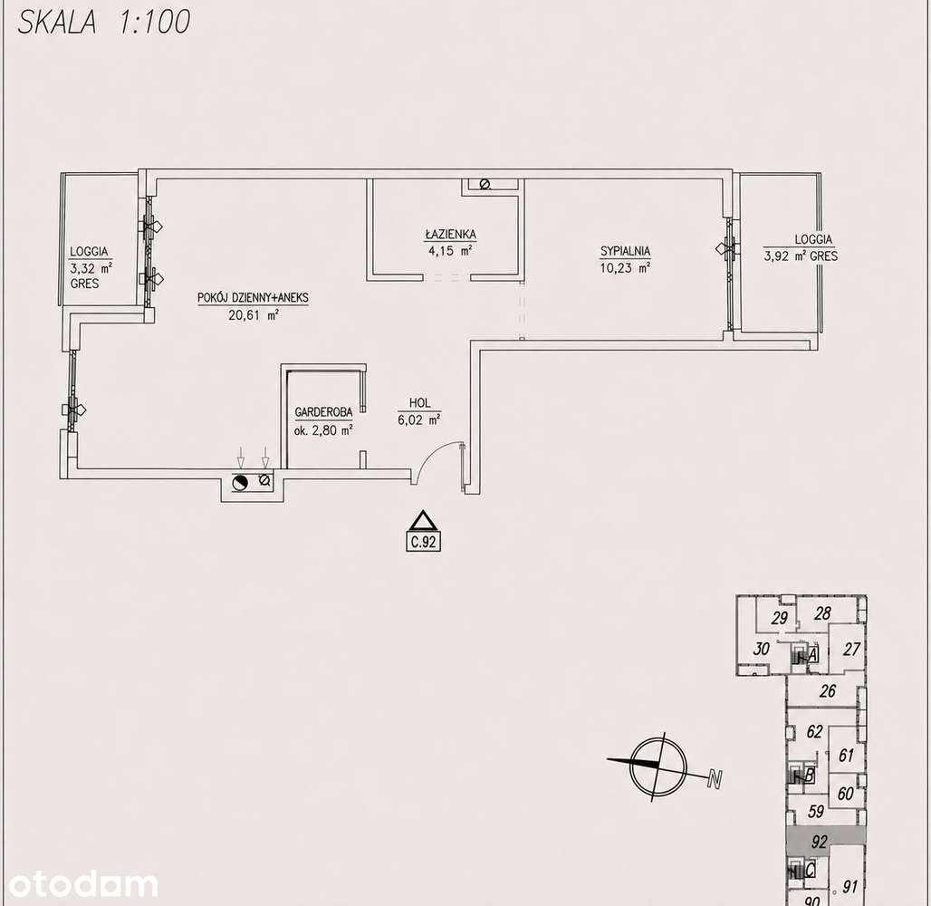 44 m² | dwustronne | 2 loggie | Garderoba | Parking | blisko Metro