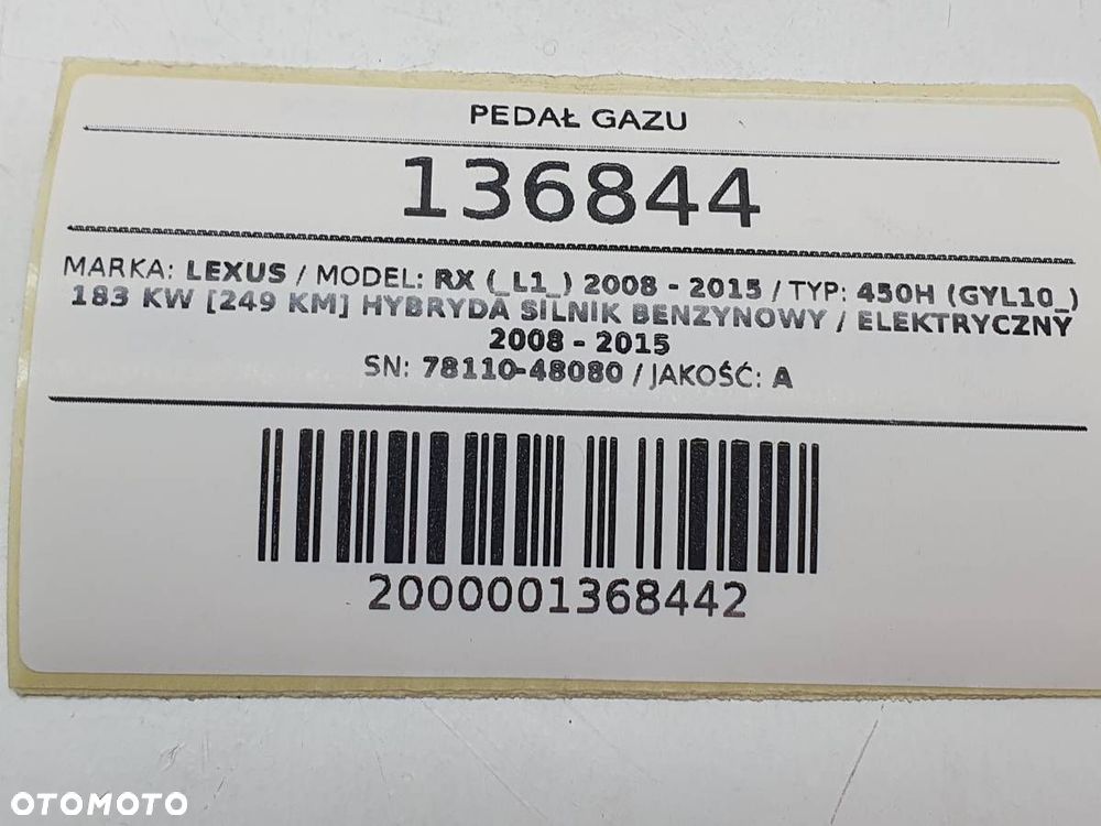 PEDAŁ POTENCJOMETR GAZU LEXUS RX 450H III 78110-48080 - 6