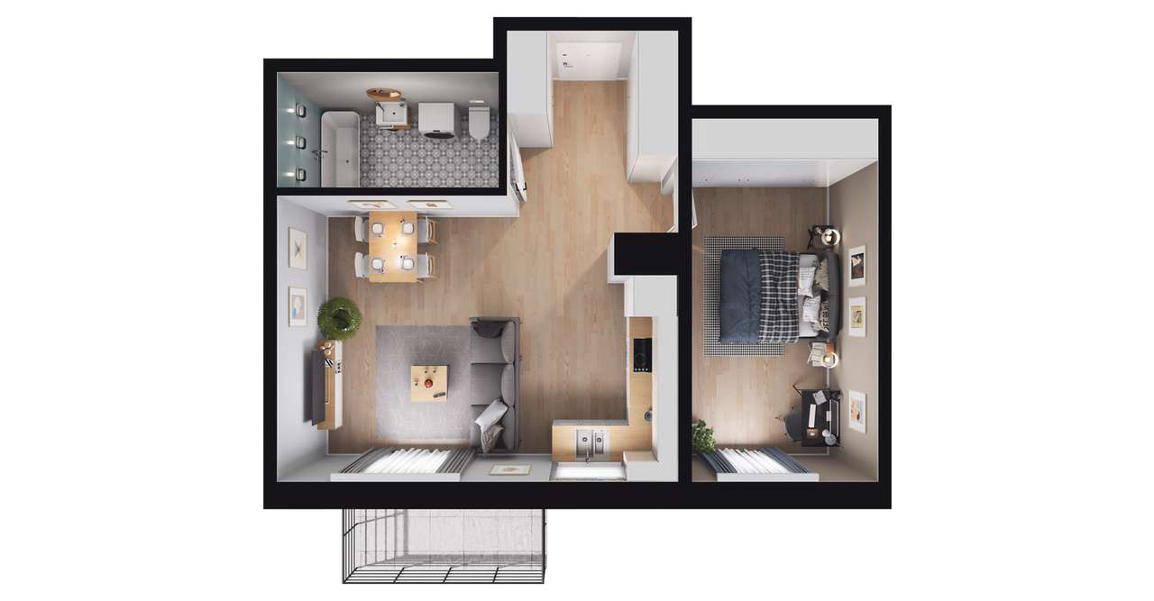 2-pokojowe mieszkanie 49m2 + balkon - Pełny obrazek: 2/23