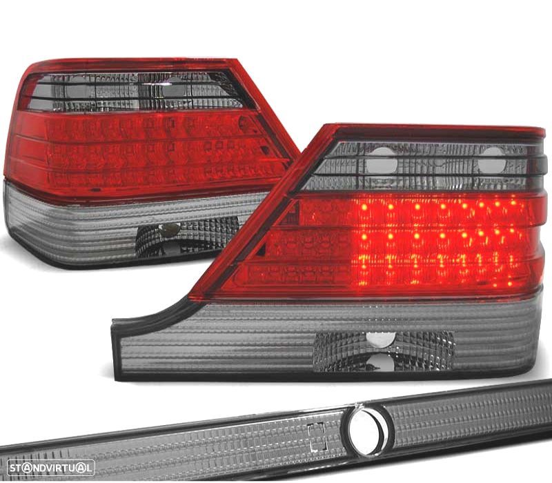 FAROLINS TRASEIROS LED MERCEDES S W140 94-98 VERMELHO CINZA - 1