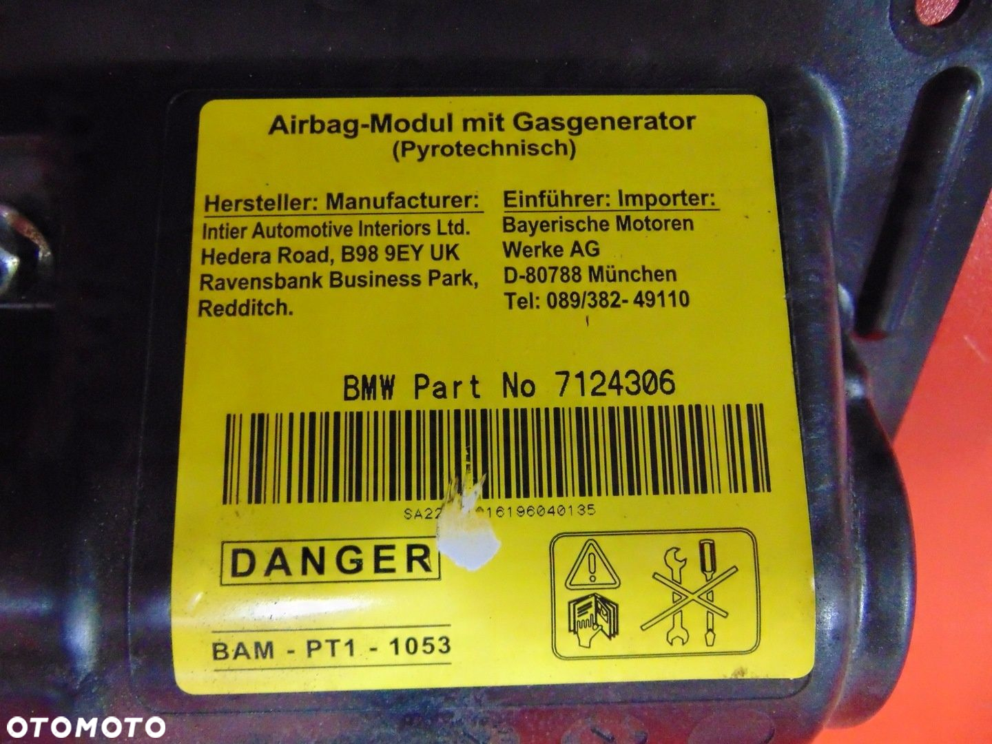 MINI COOPER S R53 R50 R52 PODUSZKA AIRBAG PASAŻERA 7124306 - 3