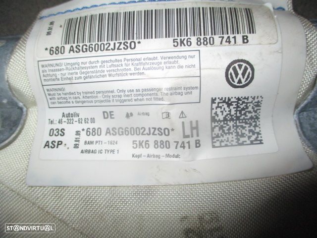 Airbag Cortina 5K6880741B VW GOLF 6 5K 2009 1.4TSI 160CV 5P BRANCO ESQ - 1