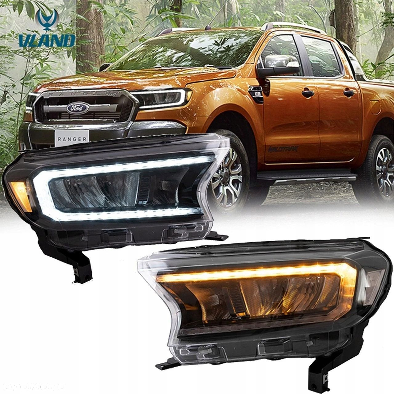 Reflektor Lampa kpl Vland Full Led Neon Tuning Ford Ranger V 5 mk5 Lift 16- - 3