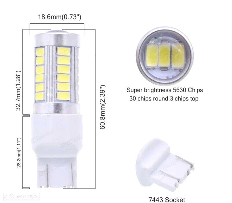 LÂMPADA LED T20 BRANCA 33 LED SMS CANBUS - 1